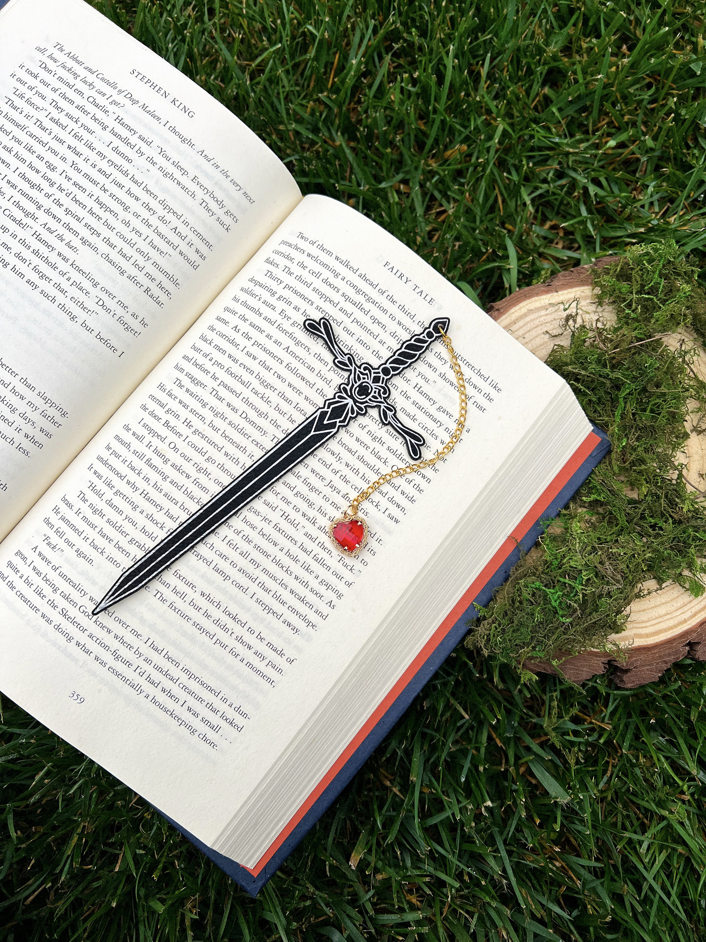Heart Piercer Sword Bookmark, Faux Leather Bookmark, Fantasy Bookmark, Elven-Inspired Bookmark, Gift for Readers, Elf Fairy Fae Bookmark
