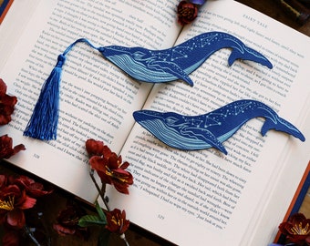 Celestial Whale Faux Leather Bookmark