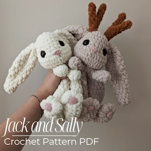 Jack and Sally the Jackalope and Bunny Crochet Pattern | PDF | Snugglers | Lovies