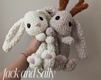 Jack and Sally the Jackalope and Bunny Crochet Pattern | PDF | Snugglers | Lovies