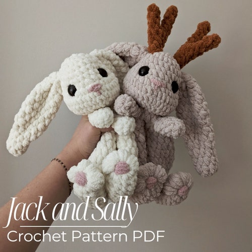 Jack and Sally the Jackalope and Bunny Crochet Pattern | PDF
