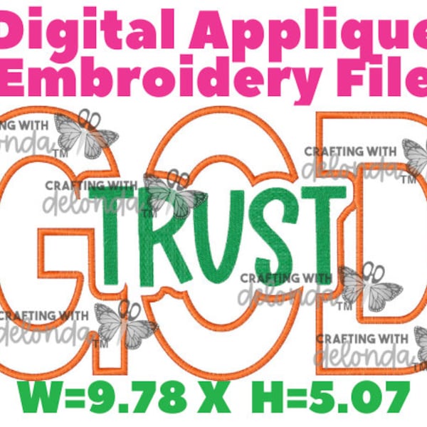 TRUST in God Applique - W=9.78 x H5.07 4 File types included!