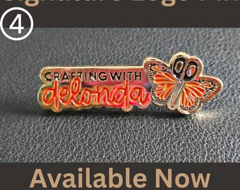 Crafting With Delonda® Signature Logo Pin, Crafter Enamel Pin, Scissor Butterfly Logo Pin, Craft Apron Pin, Maker Gift, Limited Edition Pin