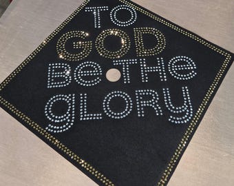 To GOD Be the Glory Graduate Rhinestone Template SVG | SS10 Hotfix Rhinestone Grad Cap Design