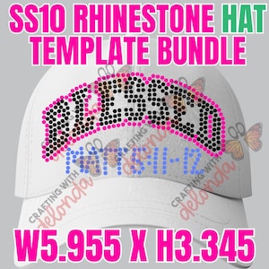 SS10-bundel met strass-hoedsjabloon: BLESSED MAT 5:11-12. Deze sjabloon wordt geleverd met 3 sjablonen en het SVG-snijbestand. Perfect voor hoeden!