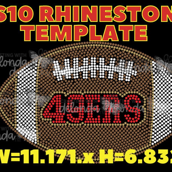 49ers Bling Template! - SS10 Hotfix Rhinestone Template - Digital File ONLY.