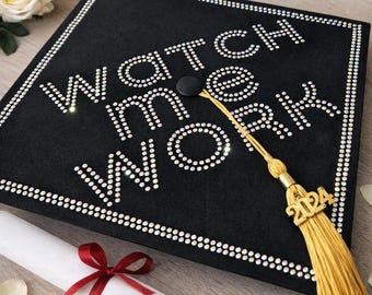 Watch Me Work Graduate Rhinestone Template SVG | SS10 Hotfix Rhinestone Grad Cap Design