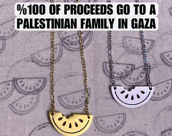 Watermelon Pendant Necklace Stainless Steel Subtle Elegant Palestinian Solidarity ~ Ceasefire Now ~ Pro Palestine Jewelry