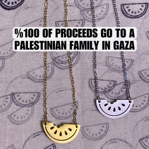 Watermelon Pendant Necklace Stainless Steel Subtle Elegant Palestinian Solidarity ~ Ceasefire Now ~ Pro Palestine Jewelry