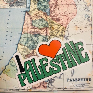 Huge I Love Palestine Sticker,  Laptop Water Bottle Free Palestine Ceasefire Now, Palestinian Solidarity Bumper Sticker BDS