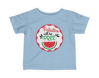 ¡Palestina será libre! Camiseta de algodón infantil - Recaudación de fondos para Gaza - Alto el fuego ahora - Regalo de bebé palestino Justicia social Niños anti apartheid