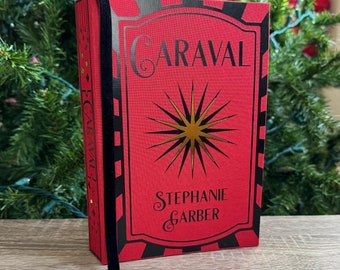 Caraval by Stephanie Garber ~ Rebound book, Hardcover ~ Handmade, Original Design ~ Attached velvet bookmark with key charm