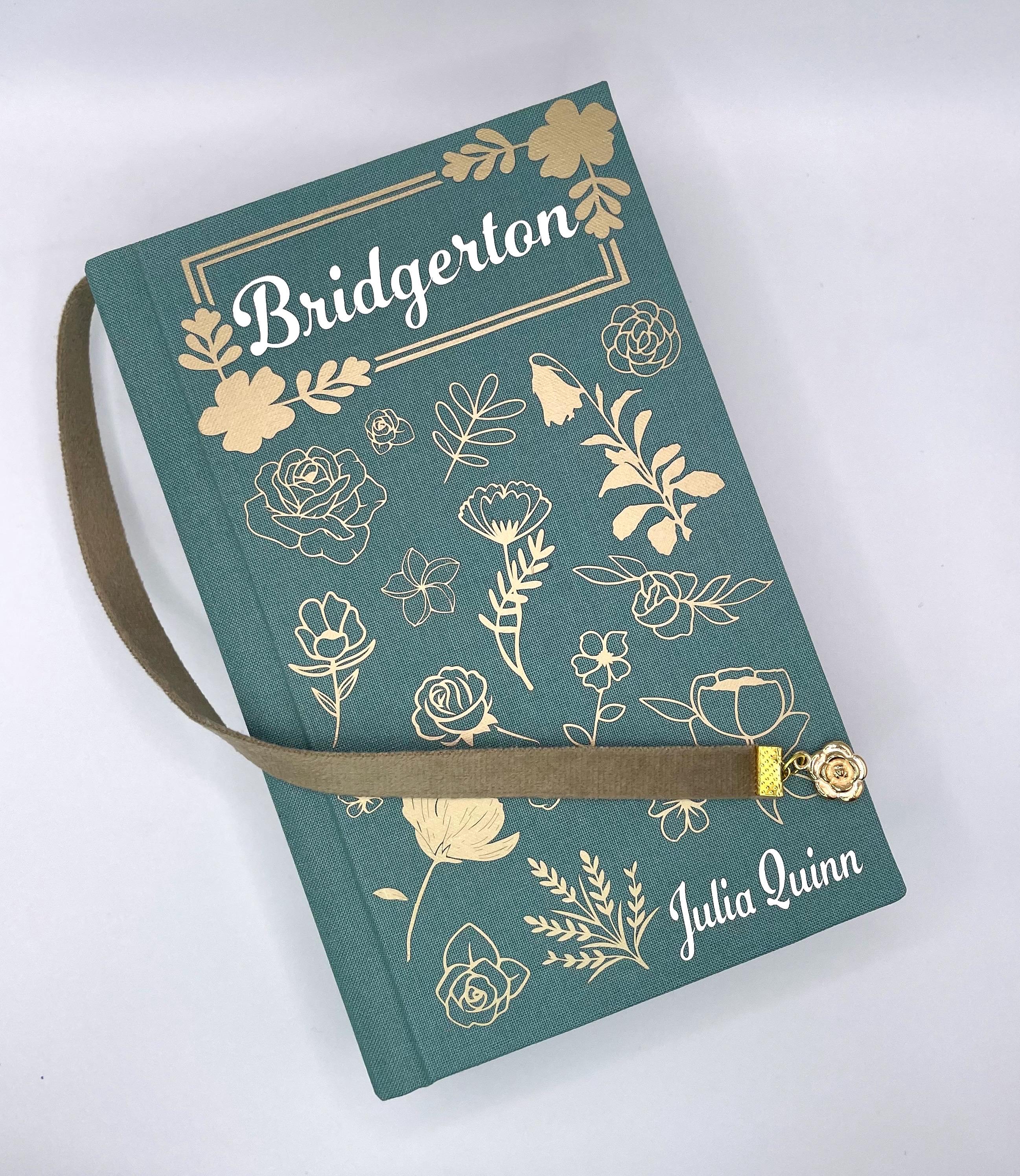 Bridgerton, Romancing Mister Bridgerton by Julia Quinn ~ Rebound book, Hardcover ~ Handmade, Original Design ~ attached bookmark