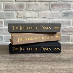 Puede incluir: Tres libros de tapa dura apilados uno encima del otro. Los libros son todos negros con letras doradas. El libro de arriba dice "El Se&ntilde;or de los Anillos" y tiene el n&uacute;mero "1" en el lomo. El libro del medio dice "El Se&ntilde;or de los Anillos" y tiene el n&uacute;mero "2" en el lomo. El libro de abajo dice "El Se&ntilde;or de los Anillos" y tiene el n&uacute;mero "3" en el lomo.