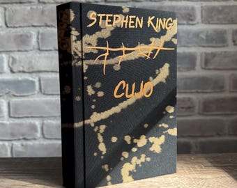 ESPECIAL ESPELUZNANTE ~ Cujo de Stephen King ~ Libro encuadernado, tapa dura ~ Hecho a mano, diseño original ~ Libro de terror de Halloween