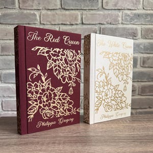 The White Queen, The Red Queen ~ 2 book set by Philippa Gregory ~ Rebound hardcover book ~ Handmade, Original Design ~ Gold painted edges