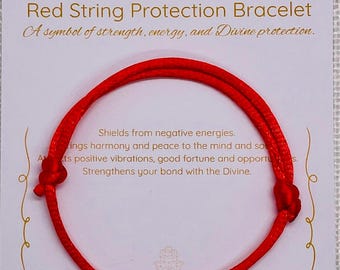 Kabbalah Red String Bracelet | Protection Jewelry, Evil Eye, Energy Bracelet, Spiritual Gift, Adjustable Knot, Amulet for Luck, Talisman
