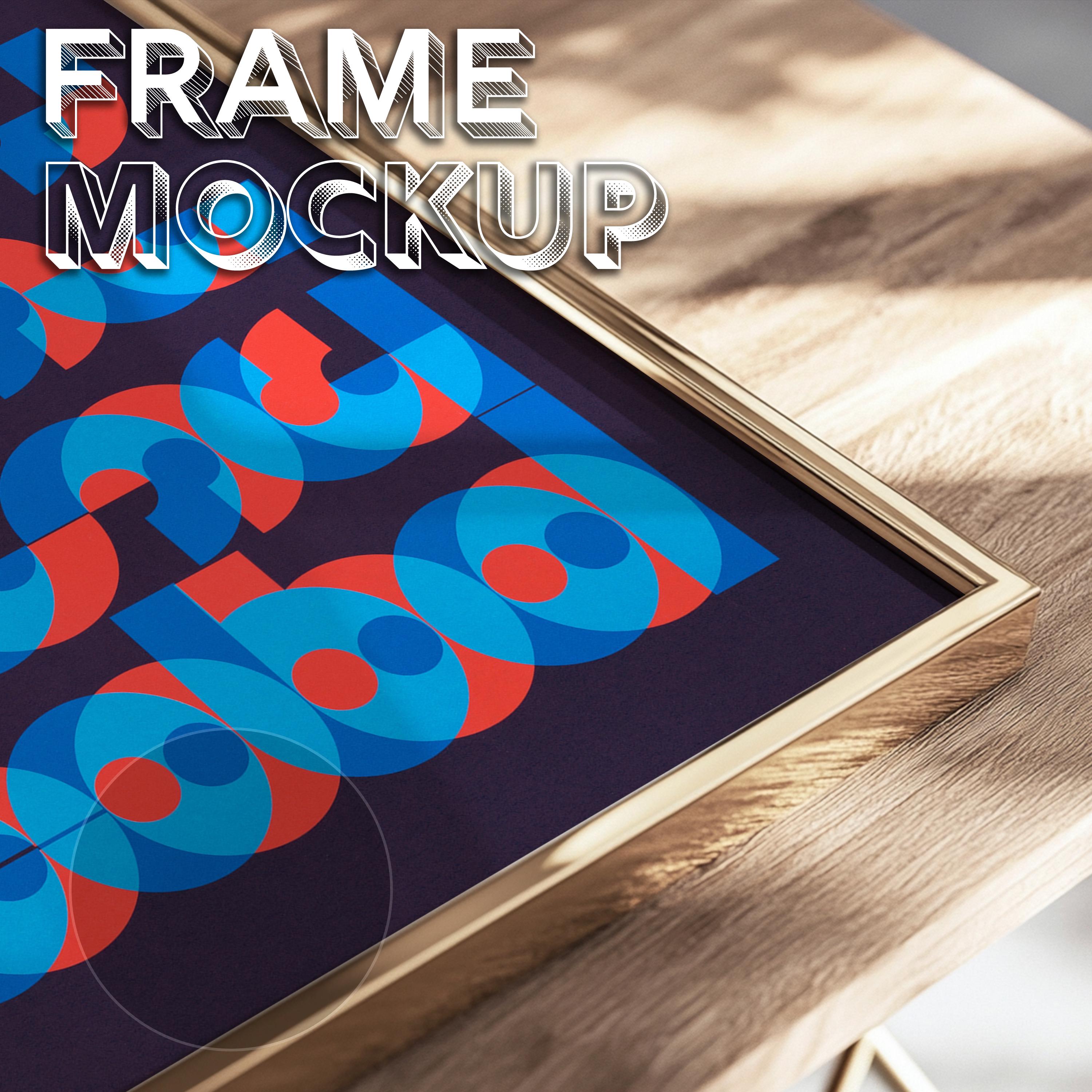 Vertical 3 Gold Frame Bundle Mockup Close-up Laying on Counter ...