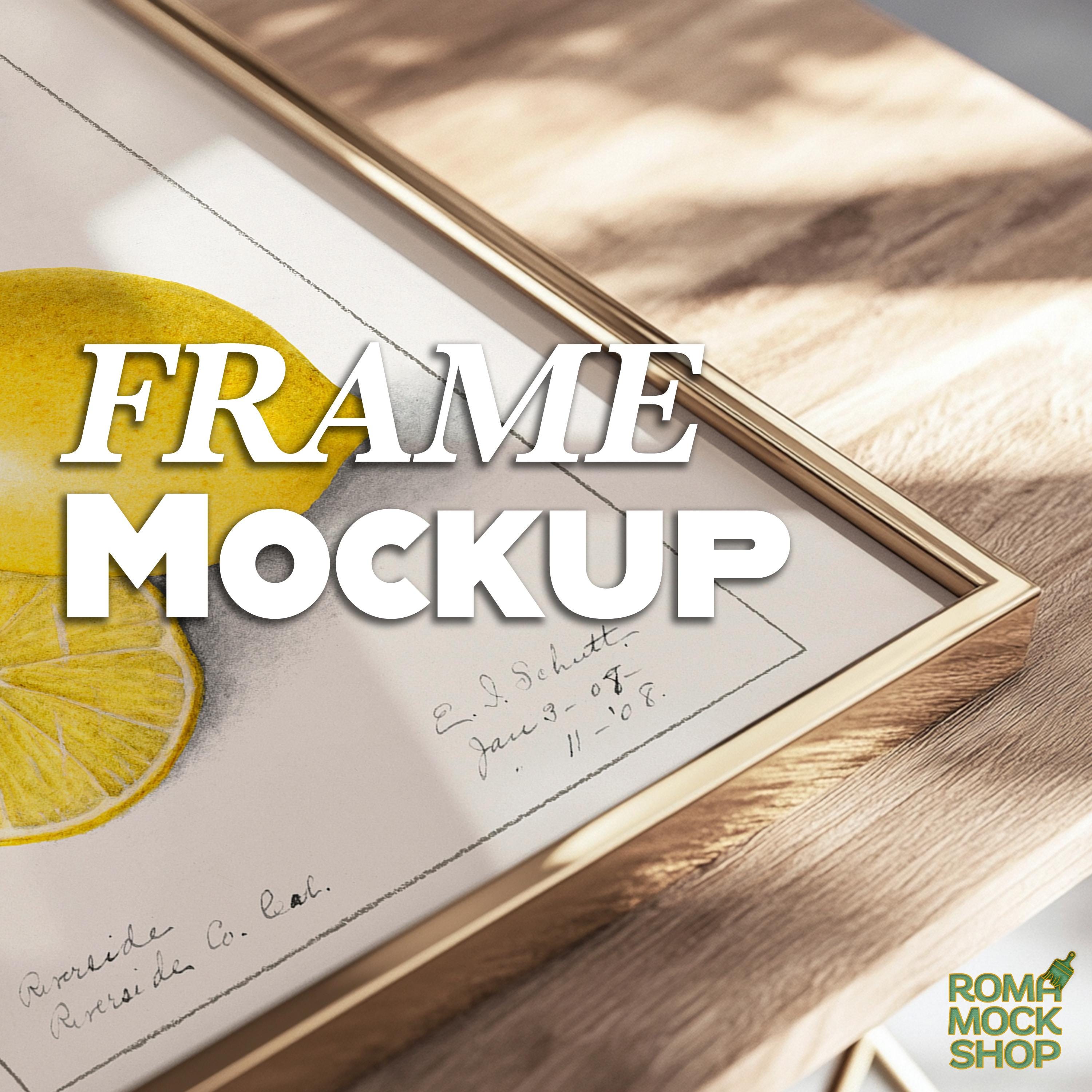 Vertical 3 Gold Frame Bundle Mockup Close-up Laying on Counter ...