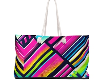 80&#39;s Radiance Neon Striped Tote Bag