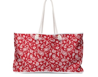 Paisley Tote Bag: Dark Red