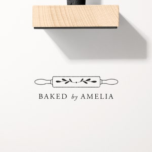 Sello personalizado, regalos de cocina y repostería, sello con logotipo de panadería, sello de madera de caucho con entintado automático, sello de marca personalizado, sello de empaque para pequeñas empresas