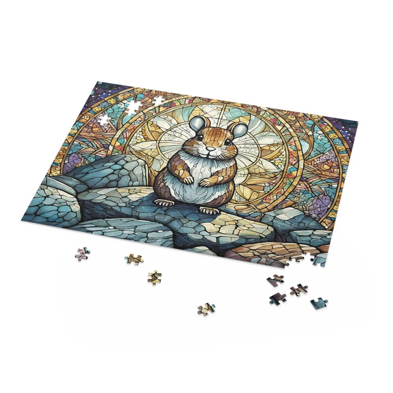 Stained Glass Pika Puzzle, Vibrant Animal Art Jigsaw, Natureinspired