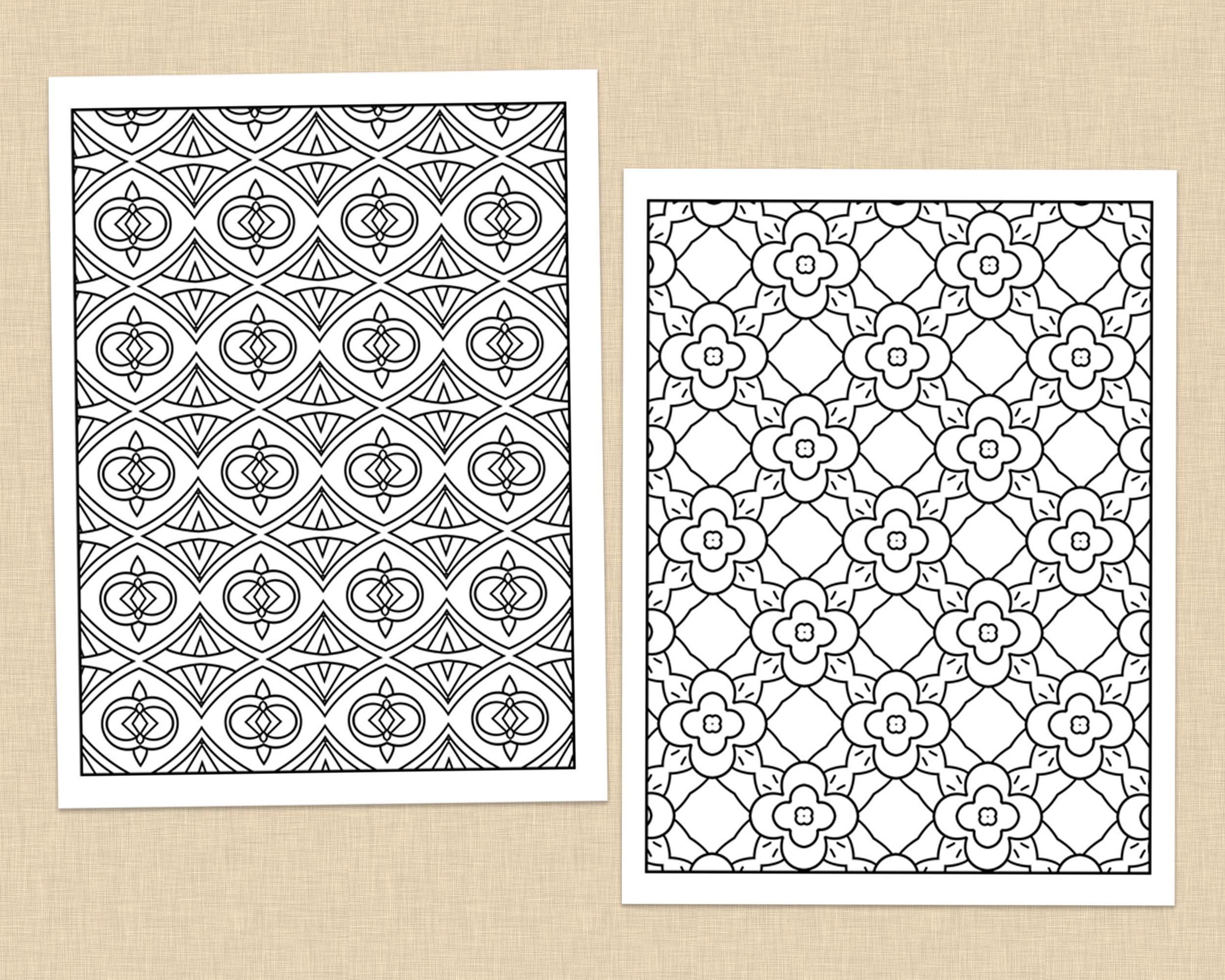 100 Printable Repeating Pattern Coloring Pages for Adults | Digital ...