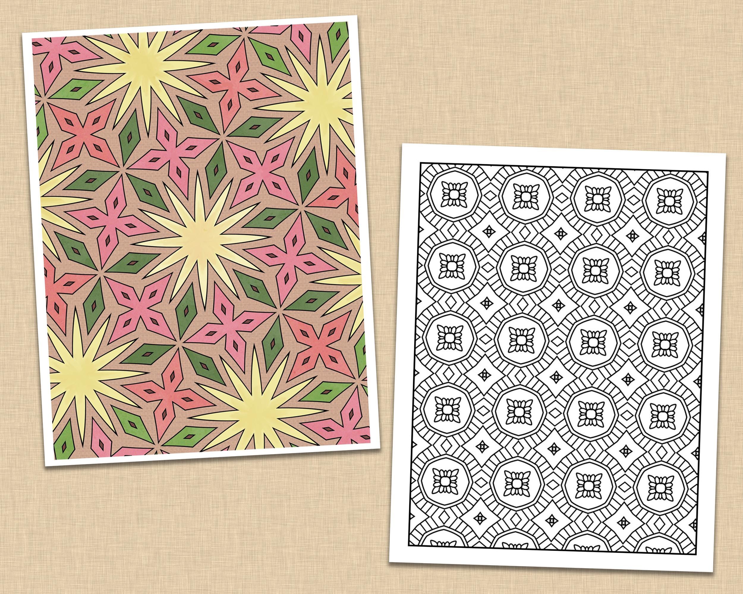 Coloring Patterns Repeating Pattern Stars 100 Printable Repeating Pattern Coloring Pages for Adults | Digital ...
