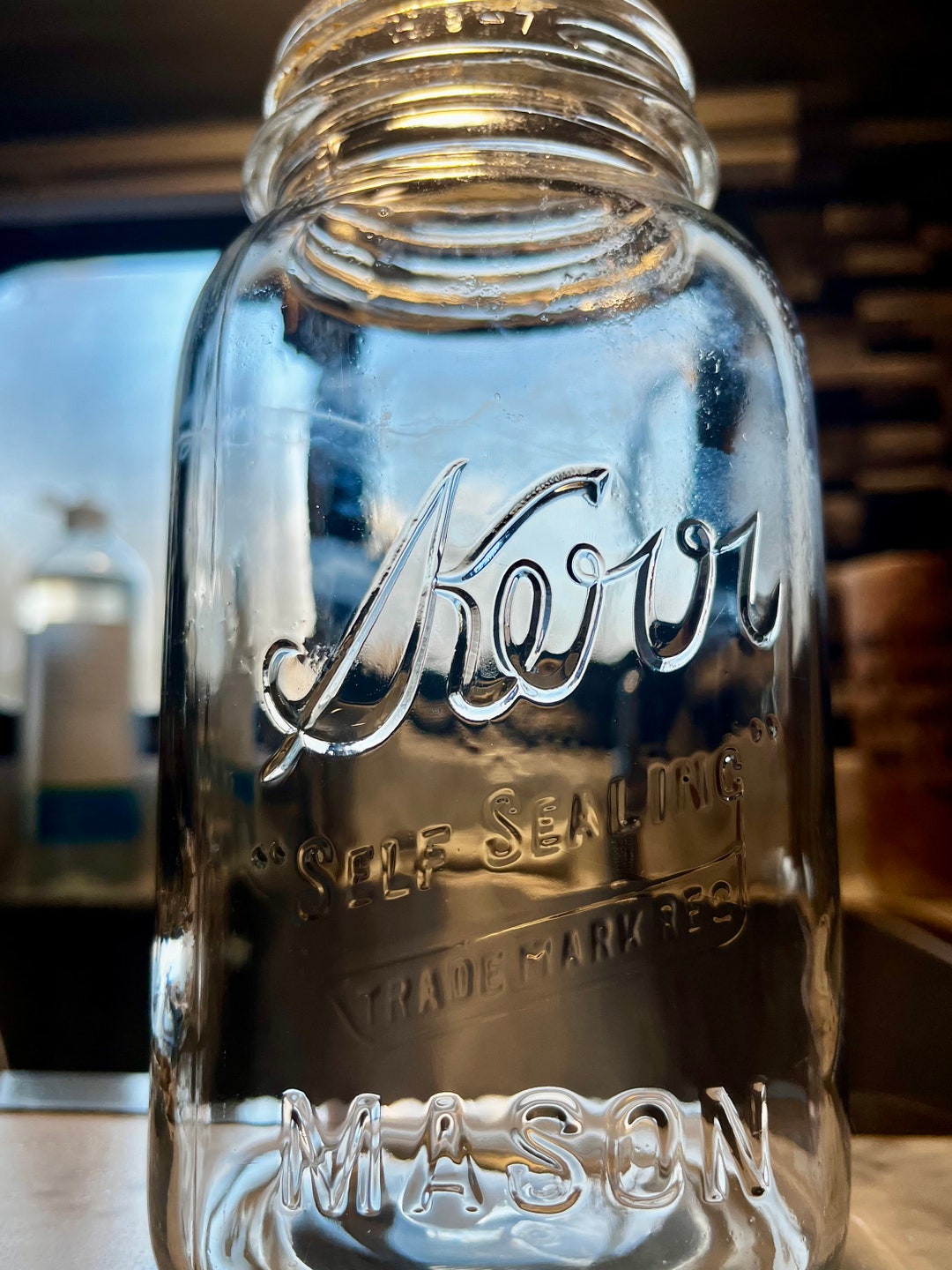 1940s Vintage Kerr Mason Jar. Quart Jar. Regular Mouth. Etsy