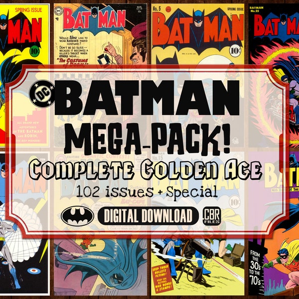 Batman Comic Mega-Pack - 102 nummers + Special* - The Golden Age Era - Zie beschrijving. | Digitale download | cbr-bestanden | Ontvang uw kortingsbon!