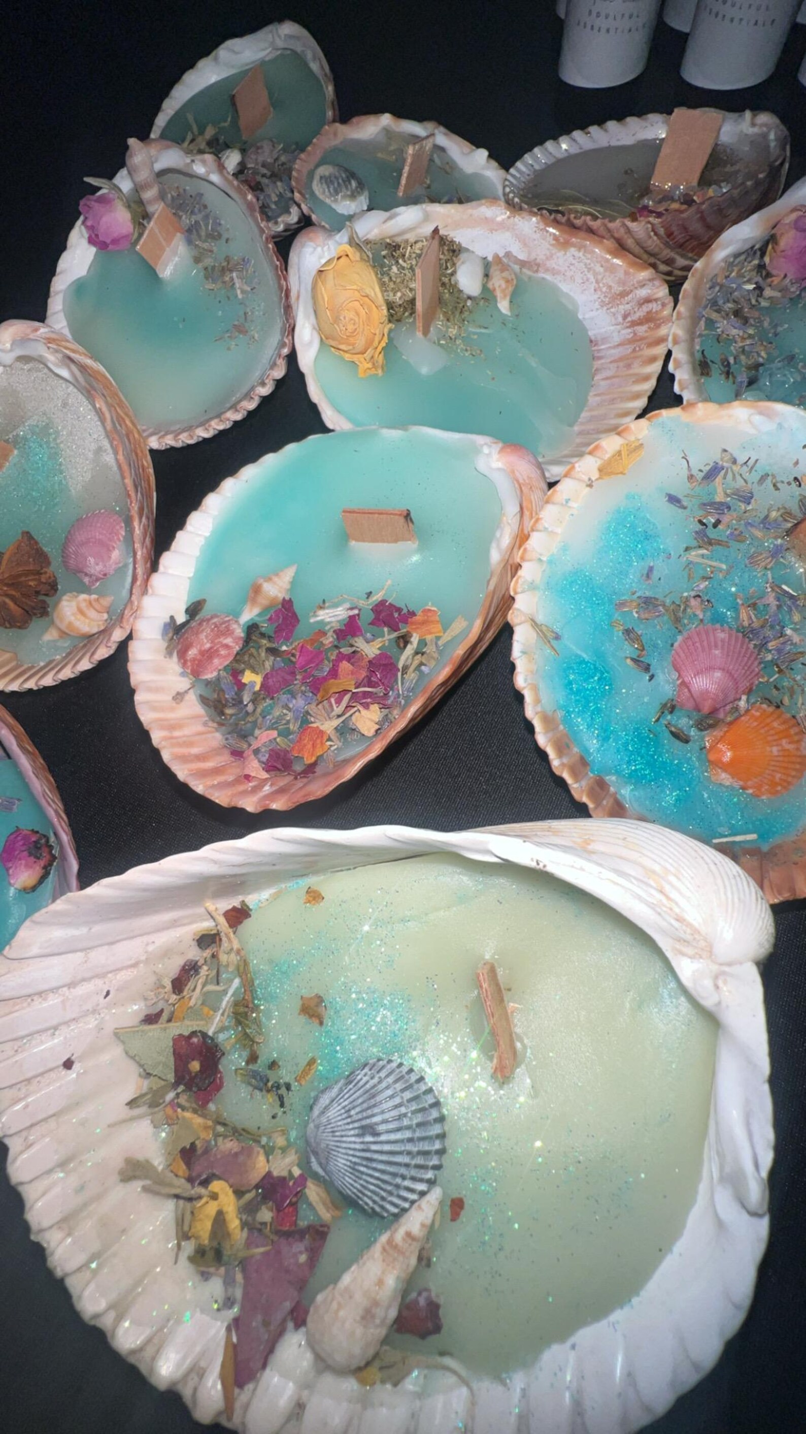 Elemental Shell Candle Seashell Candles With Flowers, Herbs & Crystals • Elemental Ritual ...