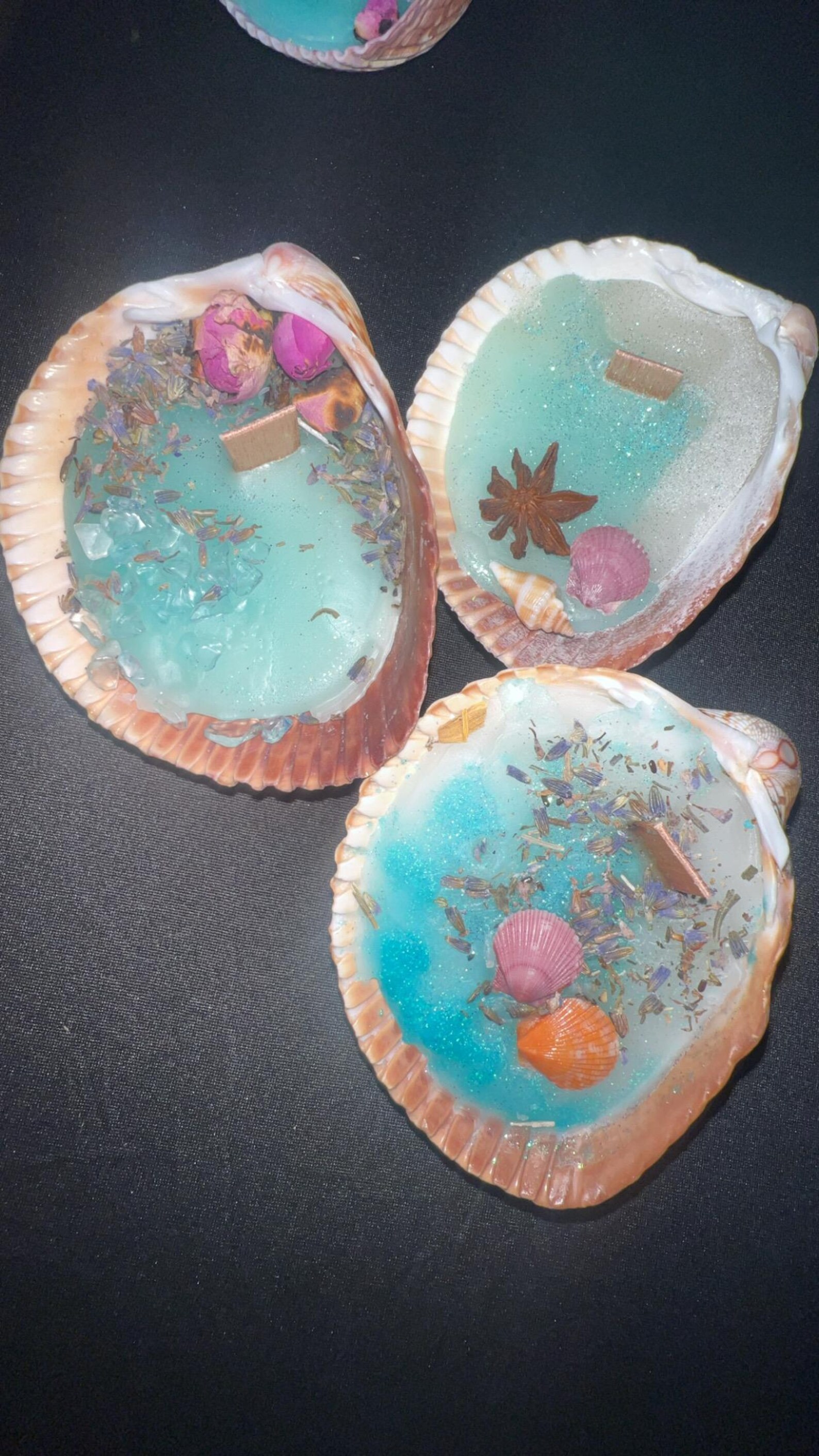 Elemental Shell Candle Seashell Candles With Flowers, Herbs & Crystals • Elemental Ritual ...