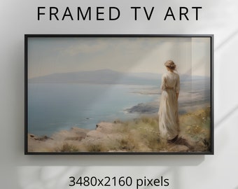 Samsung Frame TV Art Vintage Painting Lady on the Seashore v1 / Samsung Frame / DIGITAL DOWNLOAD