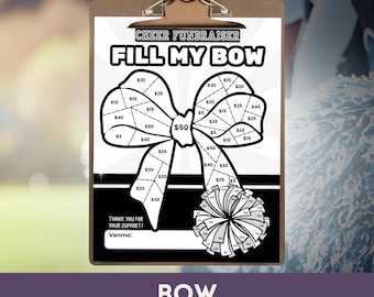 Cheer Fundraiser Template, Fill My Bow, Megaphone, Tracker (Canva Editable, PDF)