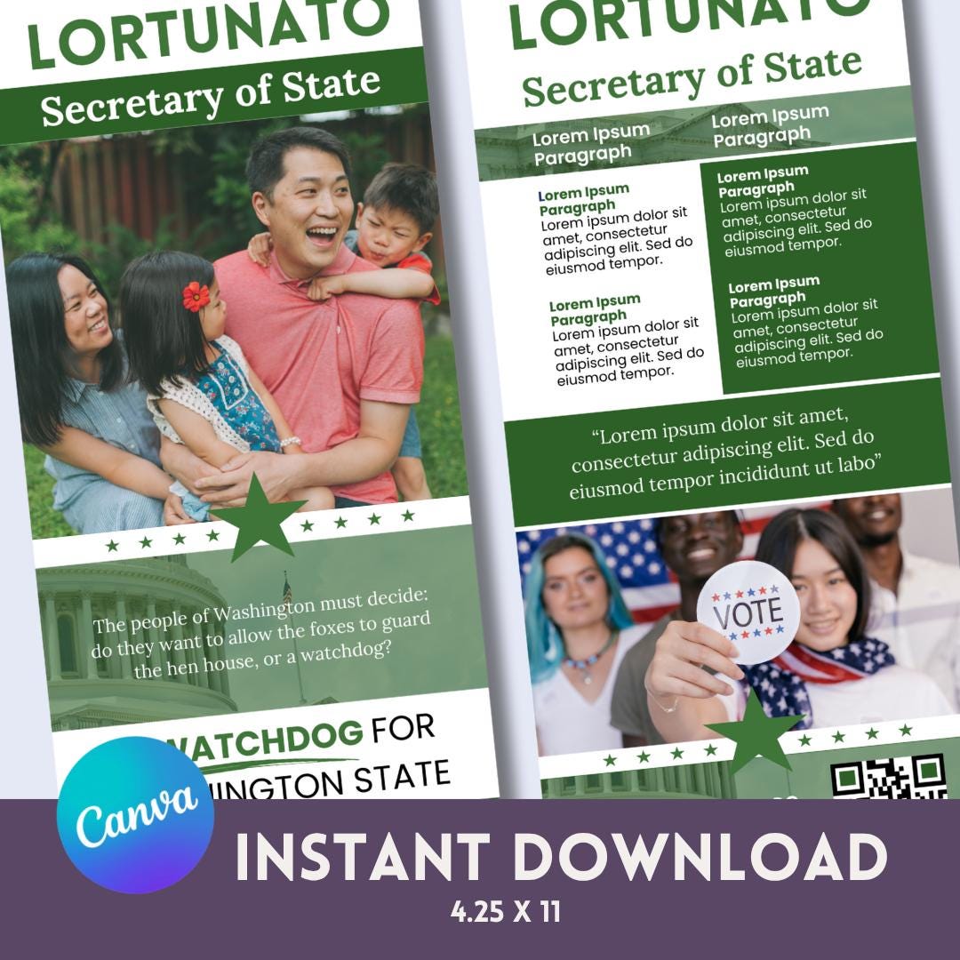 Political Campaign Rack Card Template | Canva Editable Design | Instant ...