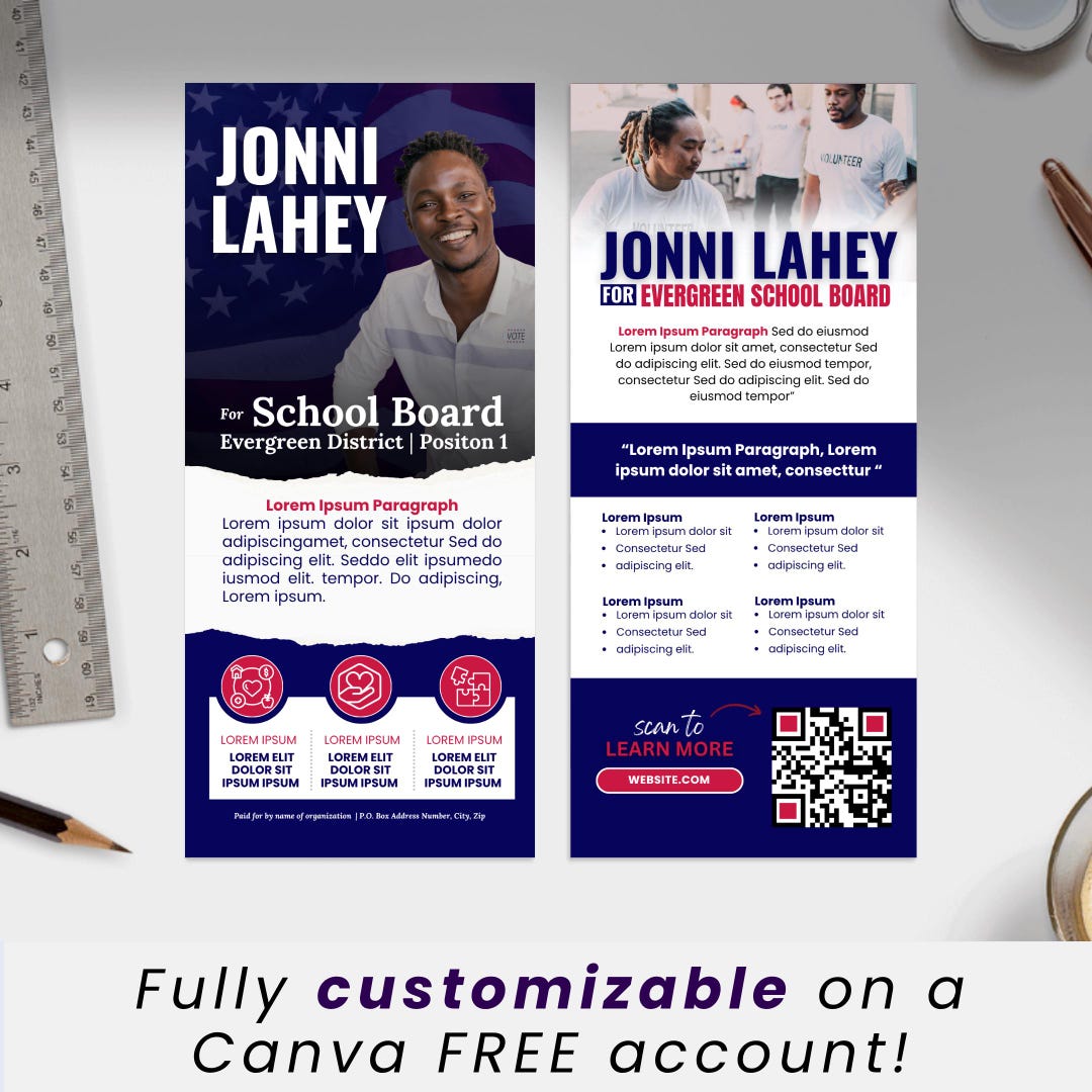 Political Campaign Rack Card Template: 4x9 Canva Flyer (digital ...