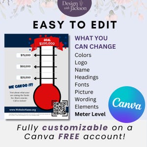 編集可能な18x24目標トラッカー温度計テンプレート（募金活動用）、Canvaですぐにダウンロード