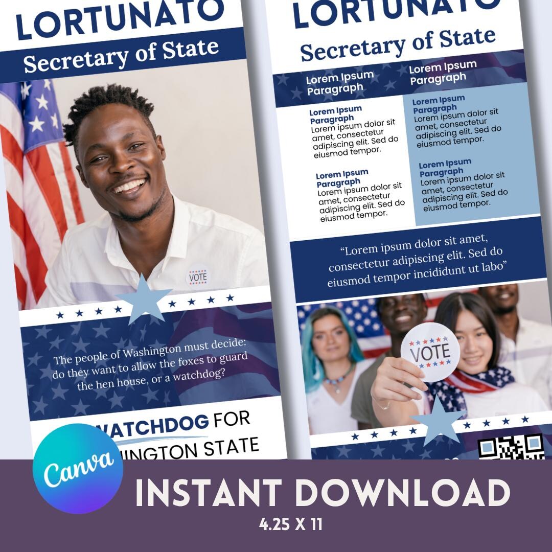 Political Campaign Rack Card Template for Voter DIY Branding Kit, Canva ...