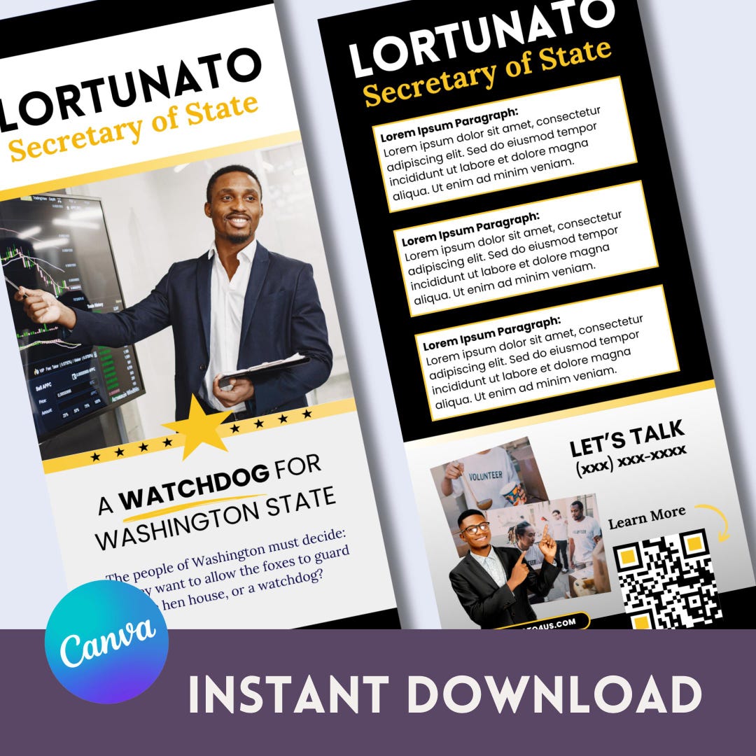 Campaign Rack Card Template, 4x9 Canva Editable Palm Cards Design ...
