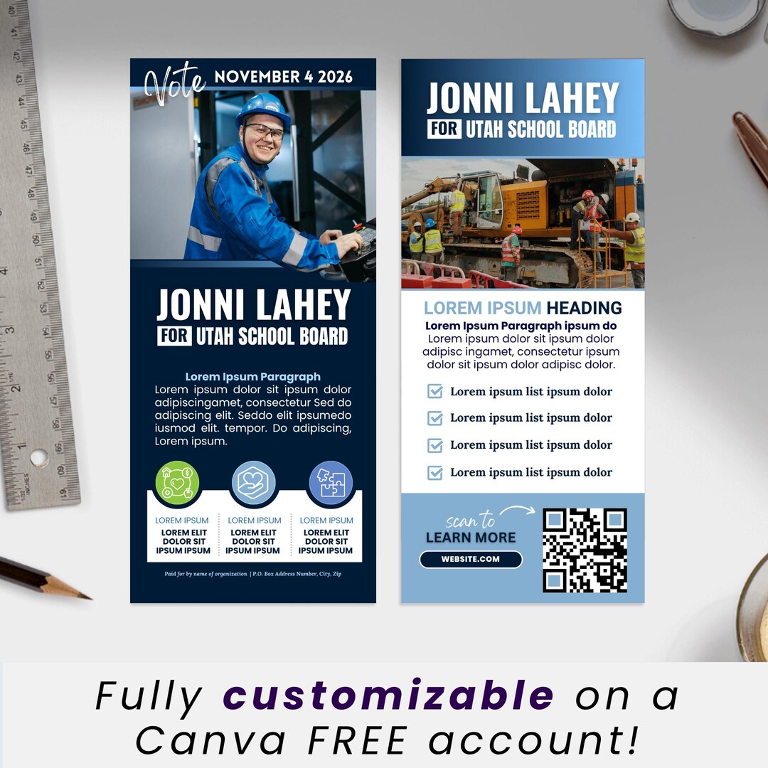 Political Campaign Rack Card Template, Canva Editable (instant Download ...