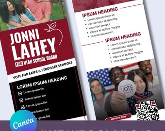Szablon karty reklamowej kampanii politycznej 4x9 Canva Edytowalny projekt do natychmiastowego pobrania Użyj ulotki kampanii