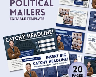 Edytowalny szablon pocztówki politycznej: Mailer 9x6 (Canva, do pobrania w wersji cyfrowej)