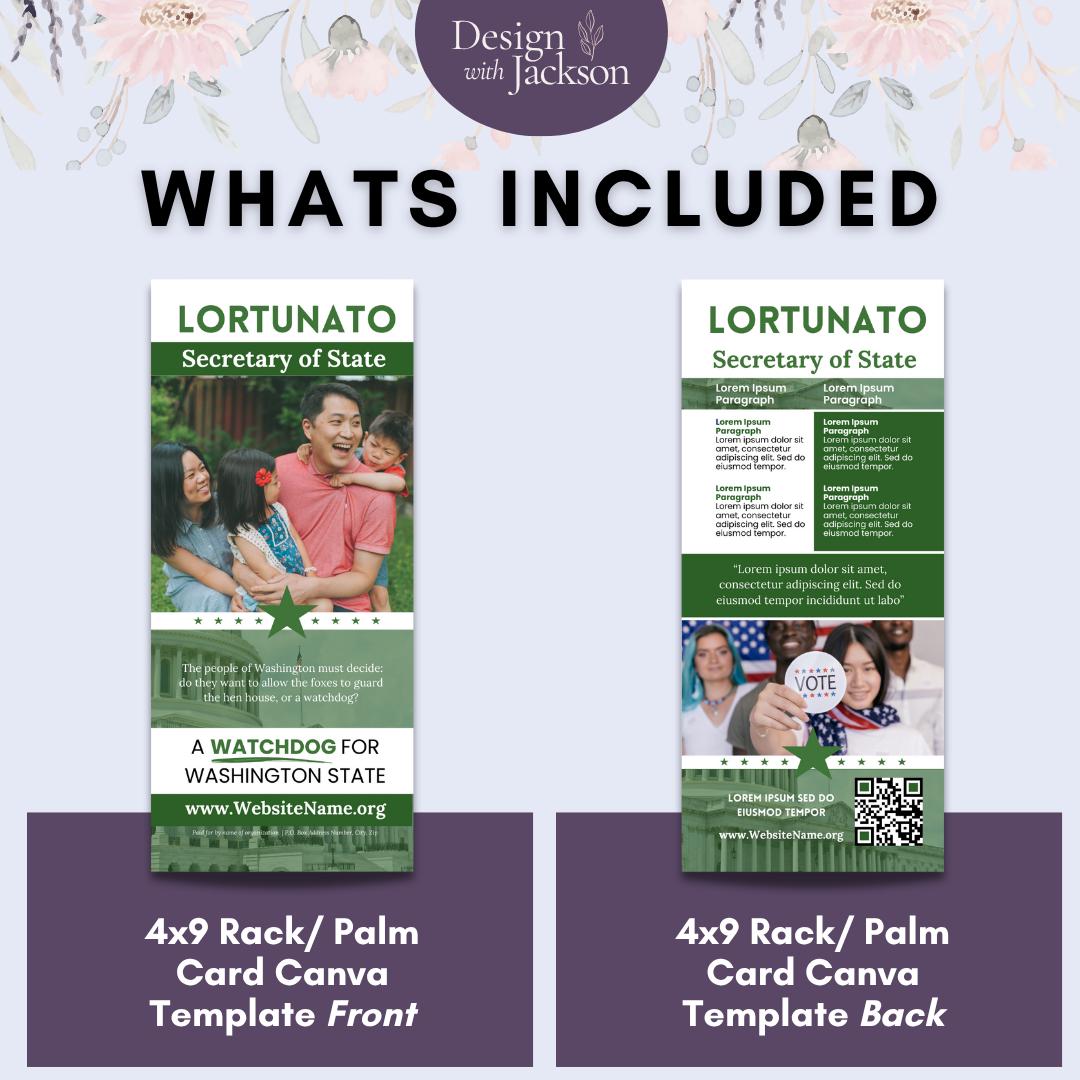 Palm Card Example Political Campaign Rack Card Template, Editable Canva Palm Cards ...