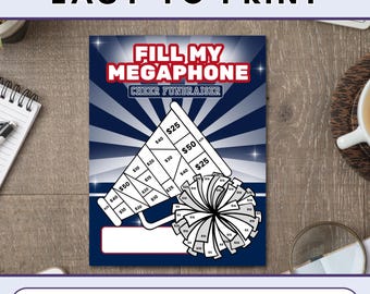 Cheer Fundraiser Tracker Printable, Fill My Megaphone & Bow (PDF)