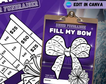 Cheer Fundraiser Template, Fill My Megaphone & Bow (Canva Editable, Printable)