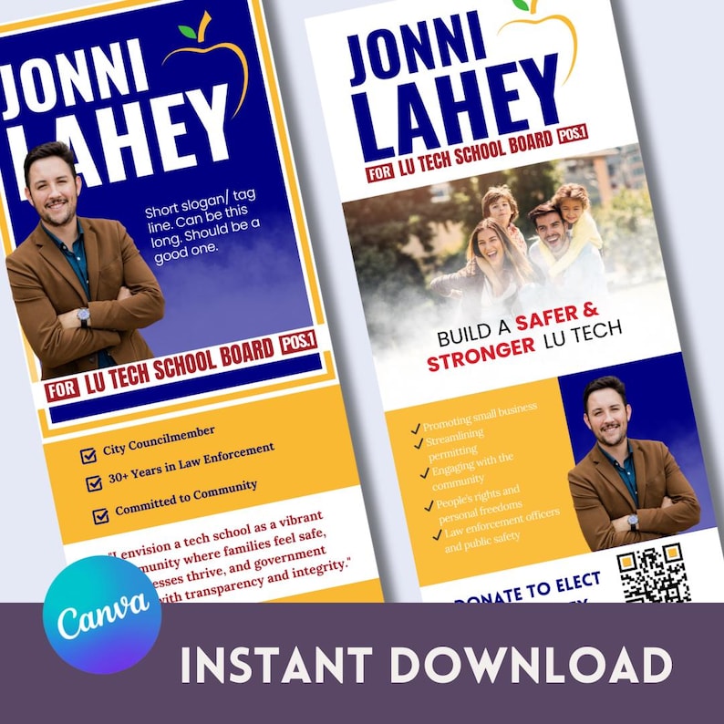Political Campaign Rack Card Template: Editable 4x9 Canva Design ...