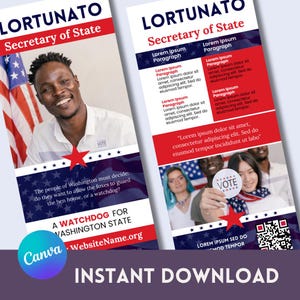 Political Campaign Rack Card Template | 4x9 Canva Editable Design ...