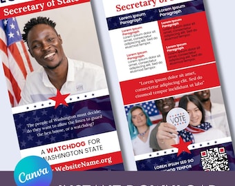 Political Campaign Rack Card Template | 4x9 Canva Editable Design | Instant Download
