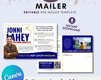 Edytowalny mailing kampanii politycznej: szablon pocztówki Canva (do pobrania w wersji cyfrowej)